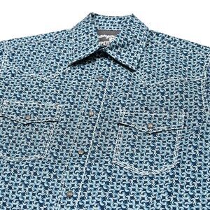Wrangler 20X Competition Shirt Mens Small Blue Advanced Comfort Pearl Snap Rodeo